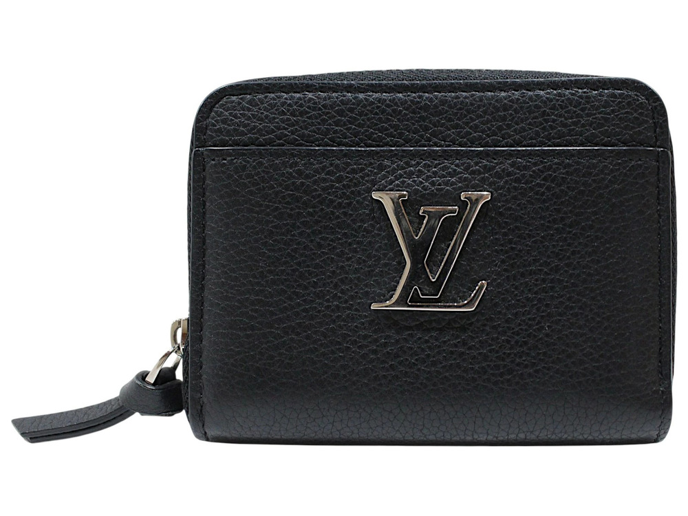 Louis Vuitton Lockme Zippy Wallet Coin Purse Case Card Holder Leather Noir Black